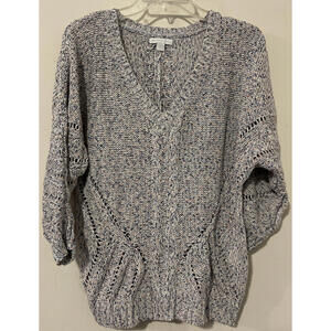 New York Company Womens Medium Colorful Short Sleeved Knit Pullover Sweater! A84